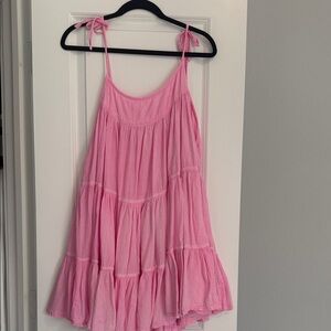 Women’s Pink Tie-Shoulder Midi Dress